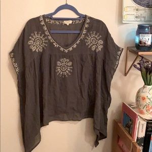 Flowy Olive Embroidered Blouse
